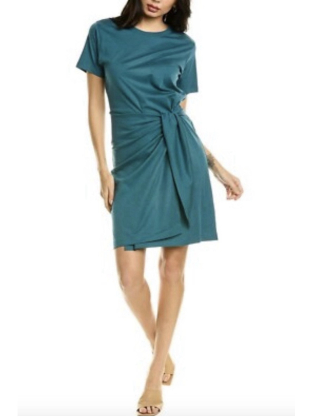 Vince Tie Waist T-Shirt Dress Teal Blue Medium